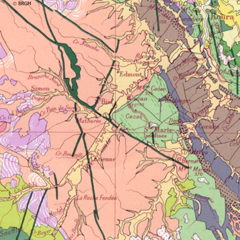 Carte Lithologique BRGM au Sud de Cayenne